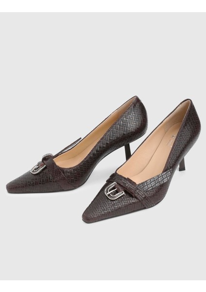 Marimor Hakiki Baskılı Deri Kahverengi Kadın Topuklu Ayakkabı fiyatları