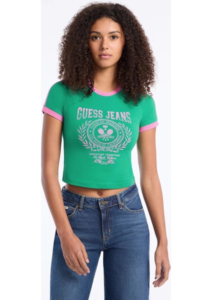 Jeans Kadın Yeşil Boxy Fit T-Shirt W5YI03J1314-A899