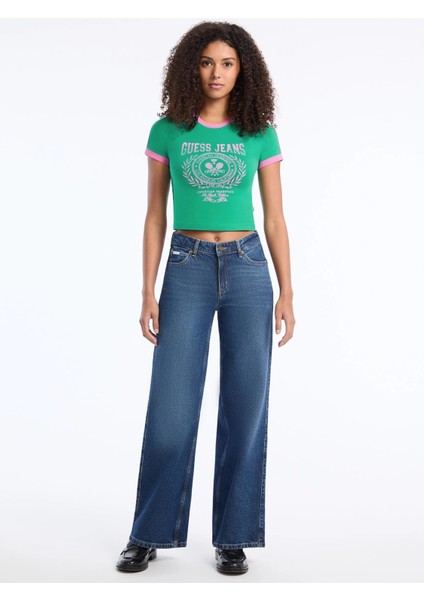 Jeans Kadın Yeşil Boxy Fit T-Shirt W5YI03J1314-A899 fiyatları