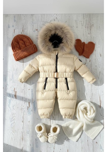 Bebek Kozmonot Tulum Kürk Kapşonlu Sarı