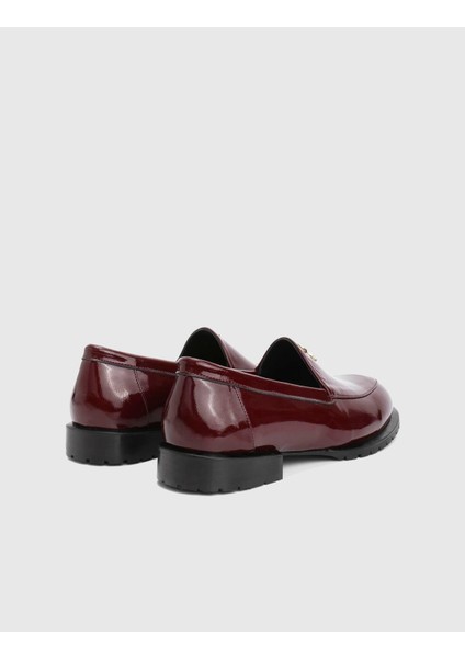 Wing Hakiki Rugan Deri Bordo Kadın Loafer Ayakkabı fırsatları