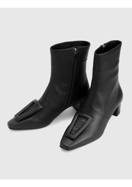 Tienta Hakiki Kroko Deri Siyah Kadın Topuklu Bot fiyatları
