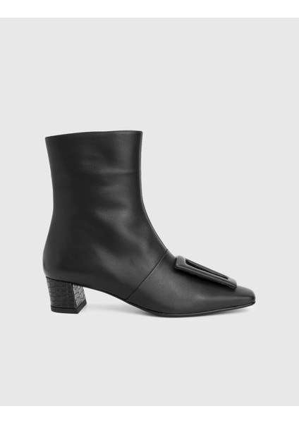 Tienta Hakiki Kroko Deri Siyah Kadın Topuklu Bot modelleri