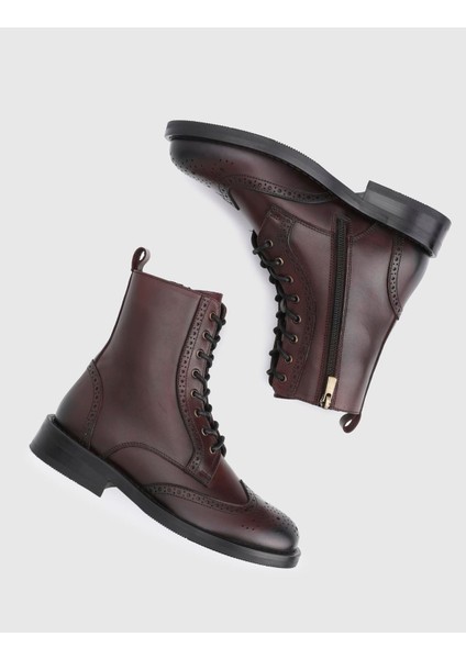 Djons Hakiki Deri Bordo Kadın Bot fiyatları