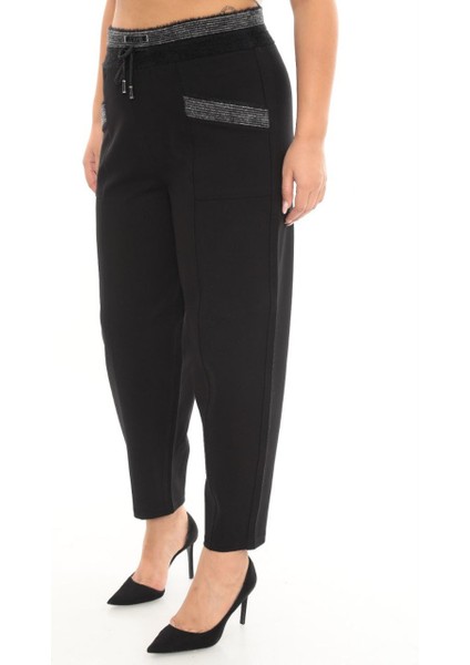 Büyük Beden Kadın Mom Fit Yüksel Bel Kışlık Beli Lastikli Pantolon