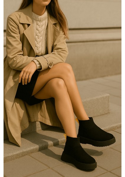 Slavia Siyah (4.5 Cm) Içi Kürklü Streçli Günlük Kullanım Bot modelleri