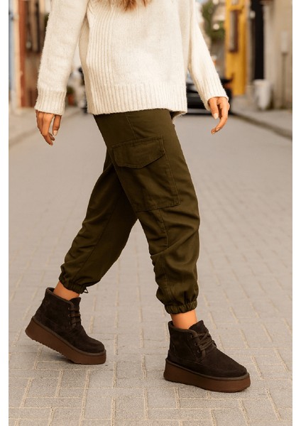 Ugy Kahverengi (4.5 Cm) Içi Kürklü Bağcıklı Günlük Kullanım Bot