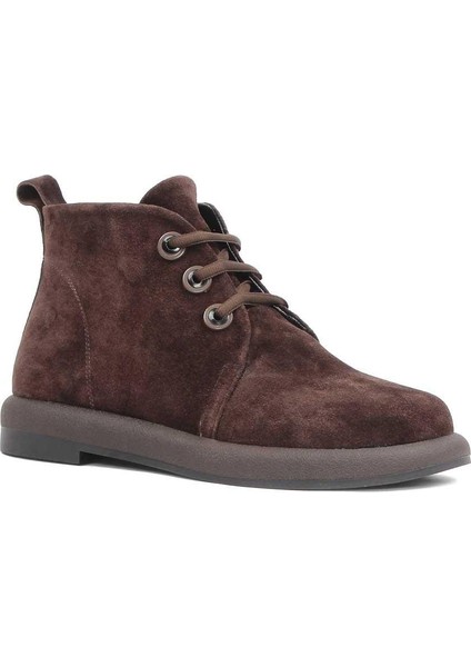 Kadın Kahverengi Bağcıklı Süet Deri Bot modelleri