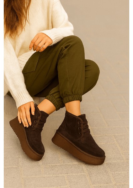 Ugy Kahverengi (4.5 Cm) Içi Kürklü Bağcıklı Günlük Kullanım Bot fiyatları