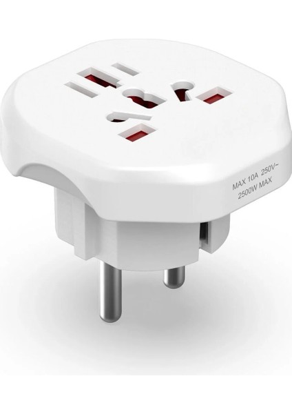 F Tipi Priz Çıkışlı Us Cn Aus Uk 2400W 10A Seyahat Adaptörü Priz Dönüştürücü
