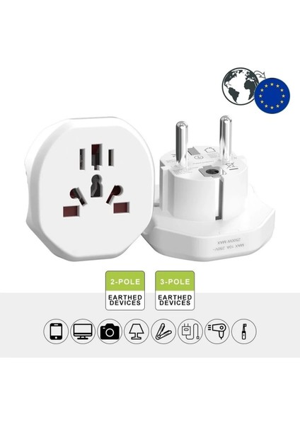 F Tipi Priz Çıkışlı Us Cn Aus Uk 2400W 10A Seyahat Adaptörü Priz Dönüştürücü indirimleri