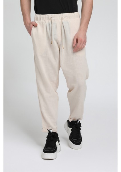 Duble Paça Katlamalı Keten Pantolon R-4222