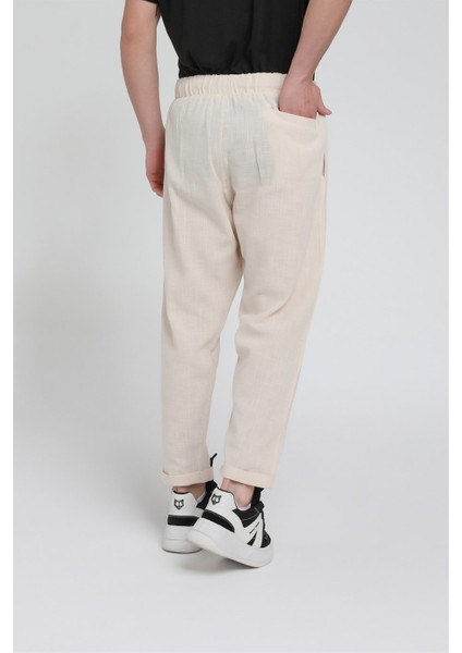 Duble Paça Katlamalı Keten Pantolon R-4222 indirimleri