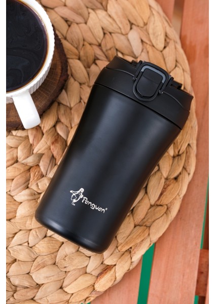 Termos Mug 400 ML - Paslanmaz Çelik, Pipetli ve Doğrudan İçme Kapaklı