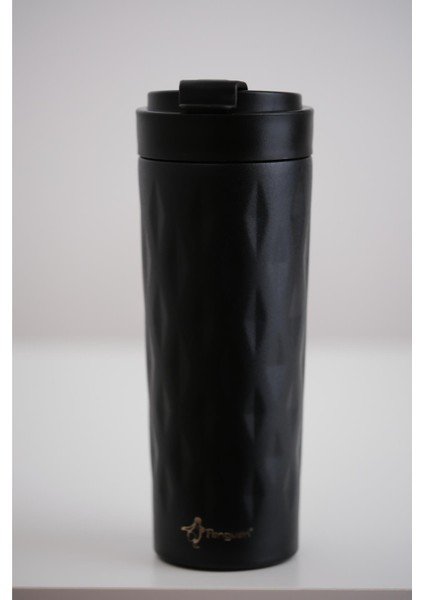 PNG-1167 500ml Flip Kapak Desenli Çelik Mug | 6 Saat Sıcak 12 Saat Soğuk | Sızdırmaz & BPA Free