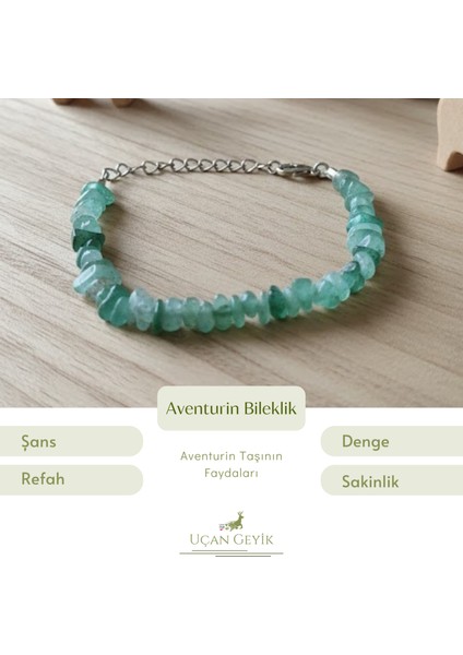 Aventurin Doğal Taş Bileklik – Şans, Bolluk ve Huzur Taşı, El Yapımı Enerji Dengeleyici Unisex Takı