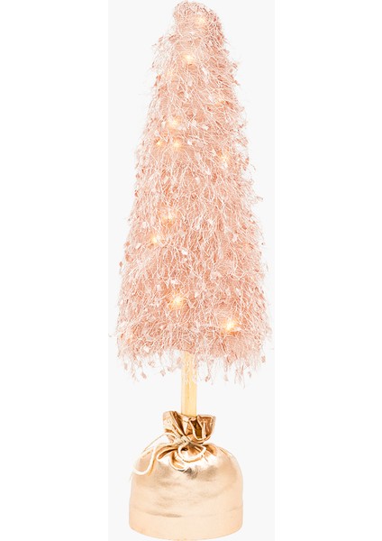 Pembe Peluş Stantlı Ağaç Dekor 12 x 12 x 46 cm