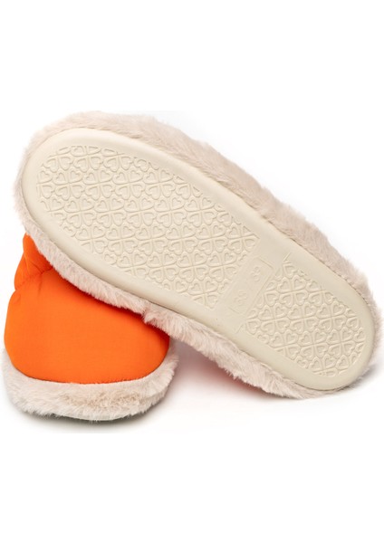 Yumuşak Tüylü Esnek Hafif Dayanıklı Turuncu Kadın Peluş Ev Ayakkabısı indirimleri