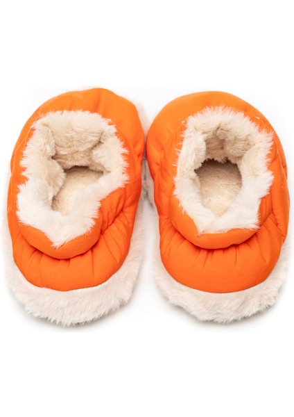 Yumuşak Tüylü Esnek Hafif Dayanıklı Turuncu Kadın Peluş Ev Ayakkabısı