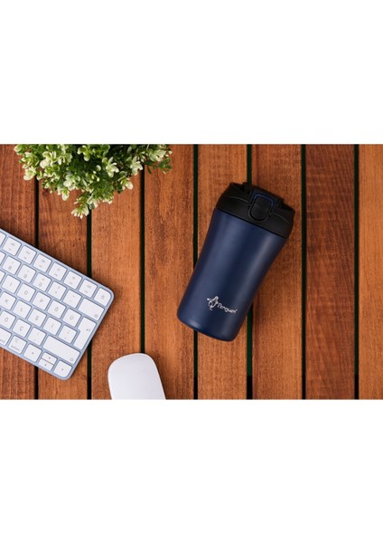 Termos Mug 400 ml - Paslanmaz Çelik, Pipetli ve Doğrudan İçme Kapaklı