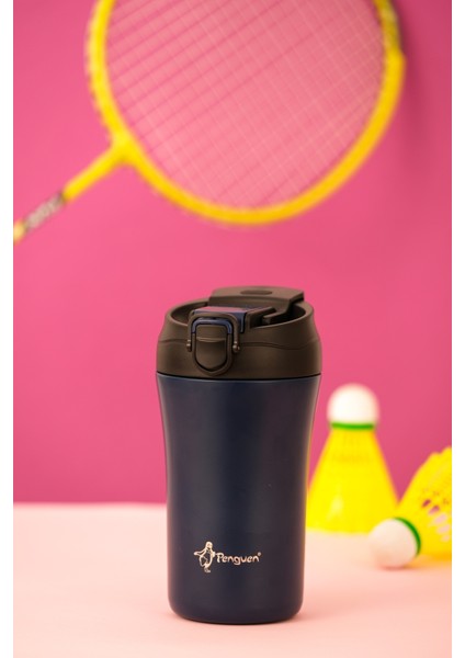 Termos Mug 400 ml - Paslanmaz Çelik, Pipetli ve Doğrudan İçme Kapaklı