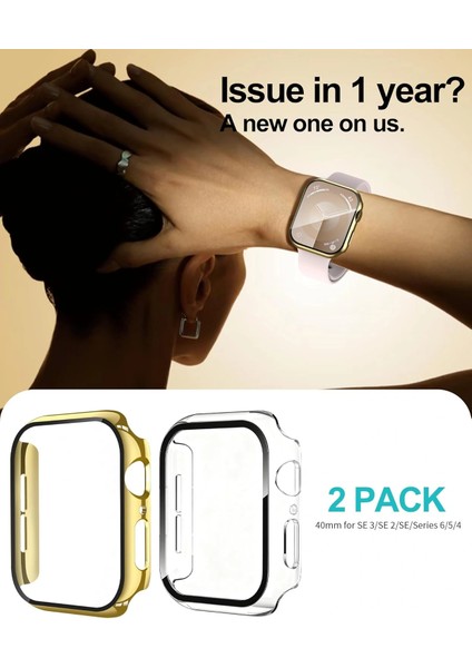 Apple Watch 10-11 42mm Sert Pc Kasa Electroplatink Çerçeveli Ekran Koruyucu Apple Watch Gard 36