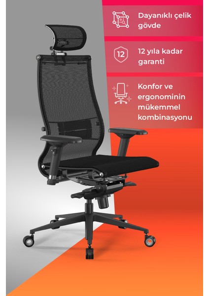 Samurai Fileli Yönetici Koltuğu / Ofis Sandalyesi - L2-9D / 3010050 - Siyah