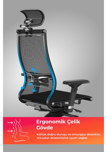 Samurai Fileli Yönetici Koltuğu / Ofis Sandalyesi - L2-9D / 3010050 - Siyah