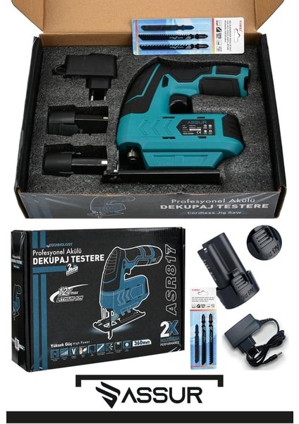 Assur Şarjlı Dekupaj Testere Mavi fiyatları