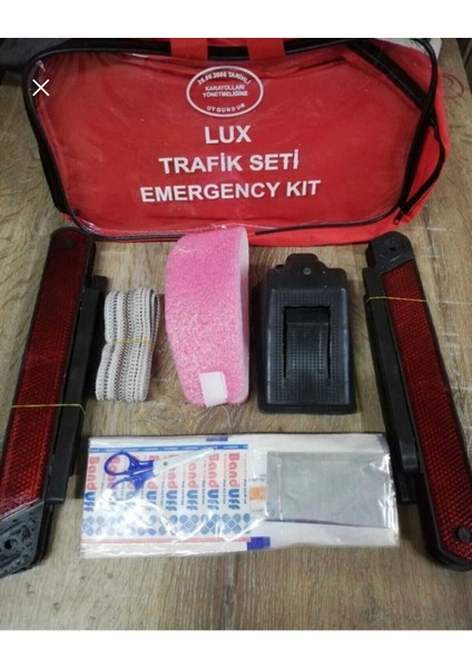 TüvTürk Uyumlu Autokit Üçgen Trafik Seti Bez Çantalı + Karayollarına Uygun İlk Yardım