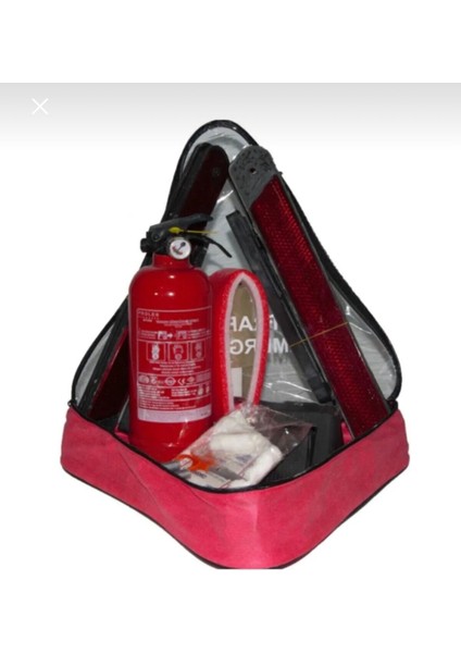 TüvTürk Uyumlu Autokit Üçgen Trafik Seti Bez Çantalı + Karayollarına Uygun İlk Yardım