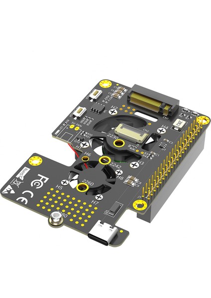 Raspberry Pi 5 Için Çift Soğutucu Fanlı ve Otomatik Renk Değiştirme Led'li 3'ü 1 Arada M.2 Nvme SSD - Pcıe Adaptörü (Yurt Dışından)