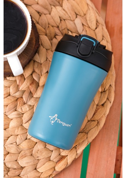 Termos Mug 400 ML - Paslanmaz Çelik, Pipetli ve Doğrudan İçme Kapaklı