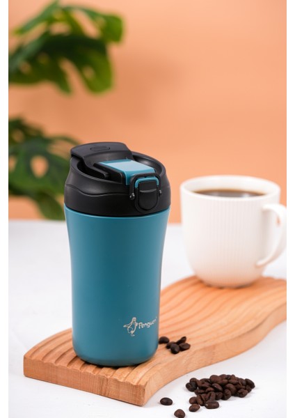 Termos Mug 400 ML - Paslanmaz Çelik, Pipetli ve Doğrudan İçme Kapaklı