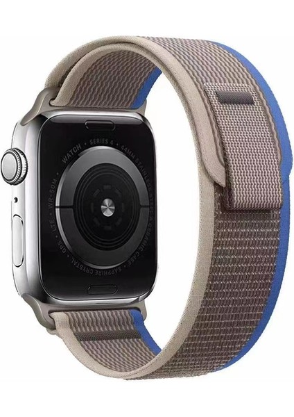 Apple Watch 11 (46MM) Uyumlu Cırt Cırtlı Hasır Kordon-77 Mavi