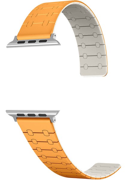 Apple Watch 7 (45MM) Uyumlu Mıknatıslı Silikon KORDON-111 Turuncu modelleri