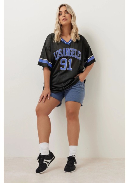 Büyük Beden V Yaka Kısa Kollu Baskılı File T-Shirt 304004 fiyatları