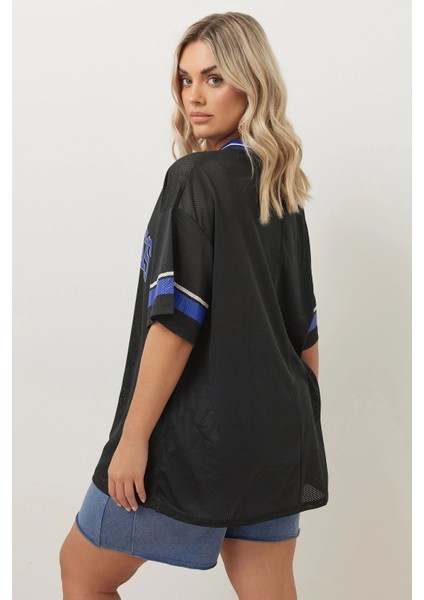 Büyük Beden V Yaka Kısa Kollu Baskılı File T-Shirt 304004 indirimleri