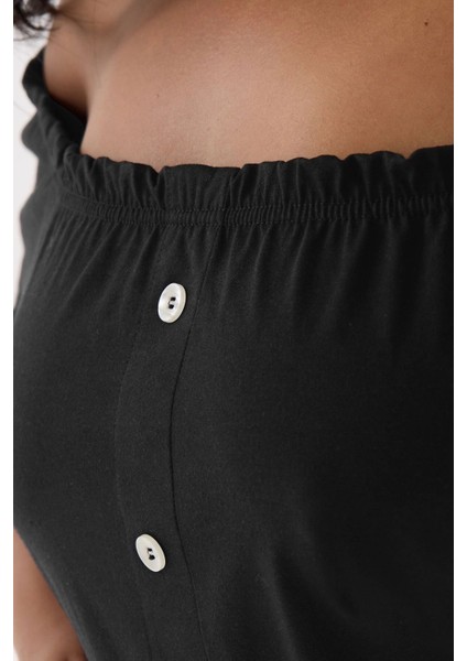 Büyük Beden Düşük Omuz Düğme Detaylı Straplez Bluz 322704 fırsatları