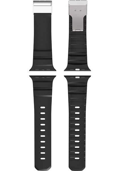 Apple Watch 8 (45MM) Uyumlu Metal Tokalı Silikon KORDON-145 Siyah indirimleri