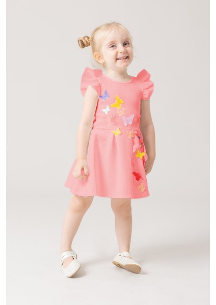 Ketbaby Kız Çocuk Pileli 3 Boyutlu Kelebekli Pembe Elbise - Koza KET001004-P modelleri