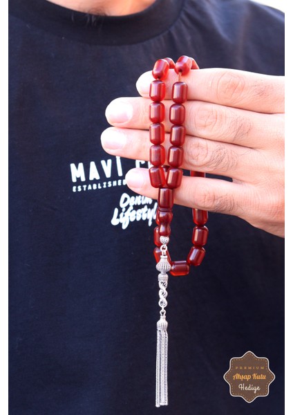 Koyu Kahve Kapsül Kesim Örgü Gümüş Püsküllü Sıkma Kehribar Tesbih 201024536 fiyatları