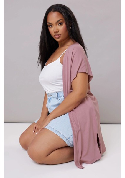 Büyük Beden Kısa Kollu Önü Kapamasız Ince Hırka 322645 fiyatları