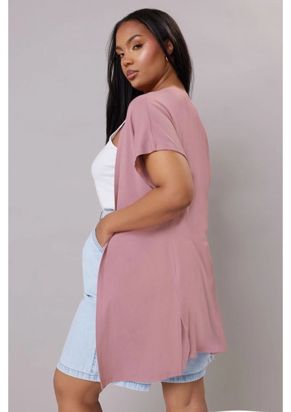 Büyük Beden Kısa Kollu Önü Kapamasız Ince Hırka 322645 fırsatları