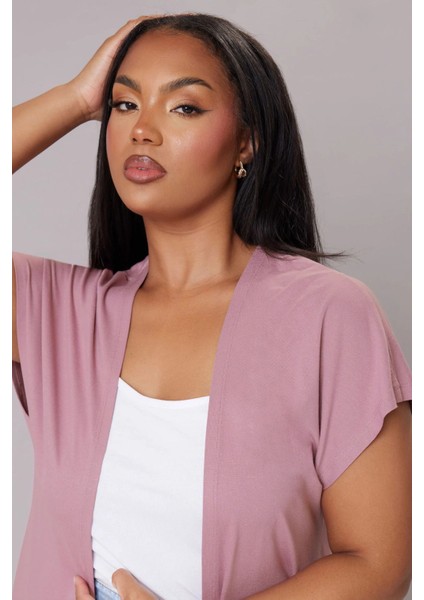 Büyük Beden Kısa Kollu Önü Kapamasız Ince Hırka 322645 indirimleri