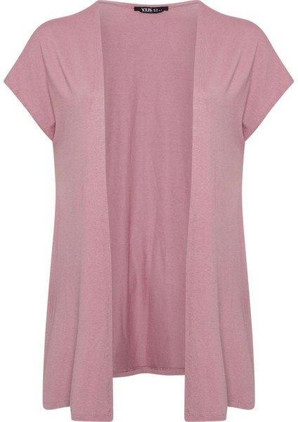 Büyük Beden Kısa Kollu Önü Kapamasız Ince Hırka 322645