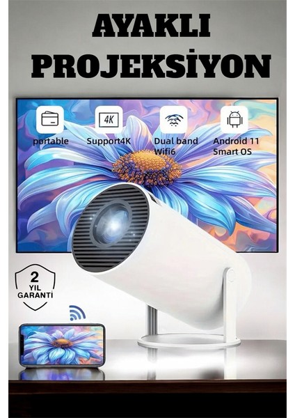 Allzey 130 Inç Geniş Ekran ve 4K Destekli Full Hd Projeksiyon Cihazı fiyatları