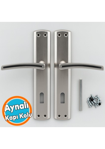 Oda Kapı Kolu Aynalı Nikel Inox Sağa Sola Uygun Ön Arka Oda Kapısı 1 Takım