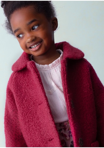 4439-48 Kız Çocuk Vişne Kürklü Mont fiyatları