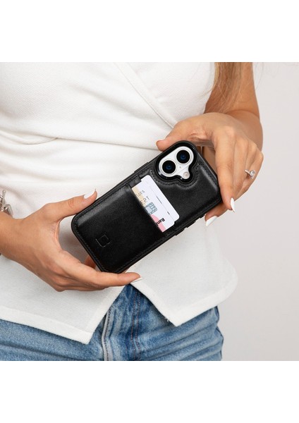 , Apple iPhone 17 Için, Hakiki Deri, El Yapımı Kartlıklı Kılıf, Iç Yüzeyi Kadife, Kömür Siyahı fiyatları